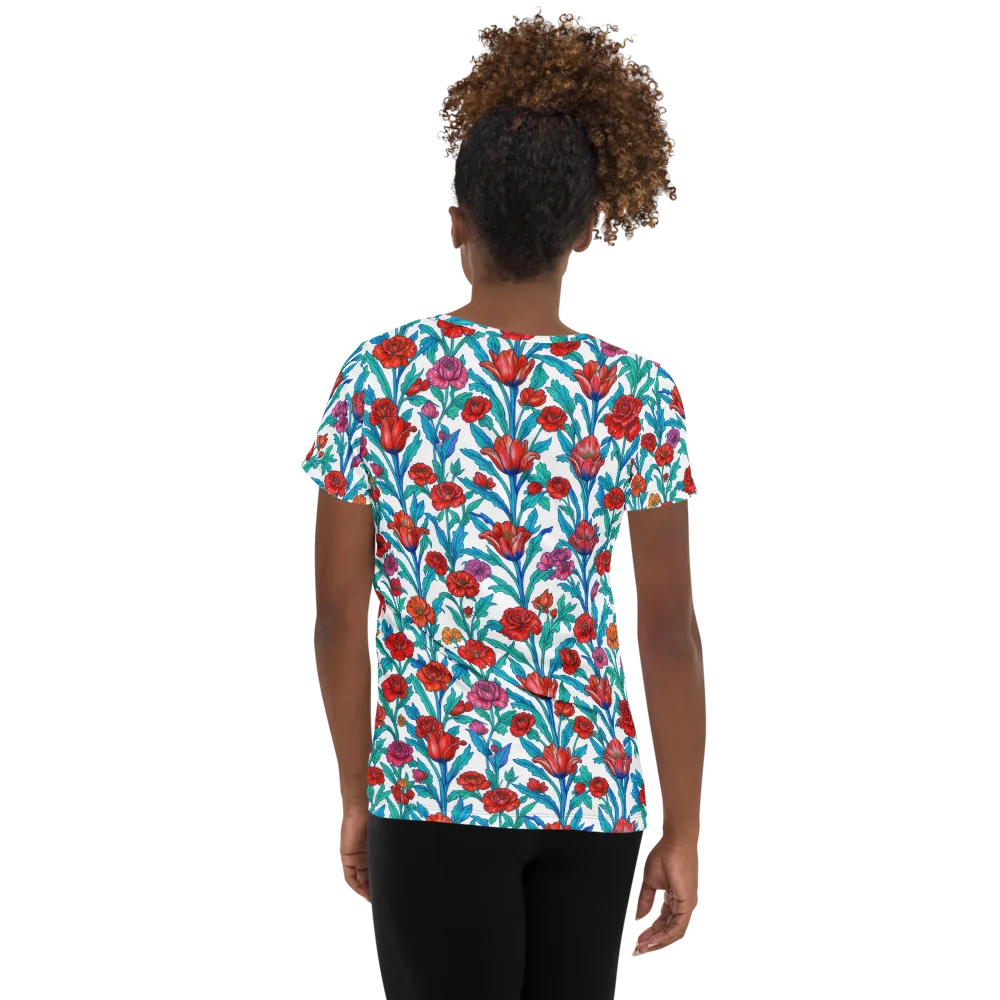 Scarlet Garden on Women's Athletic T-Shirt — Back