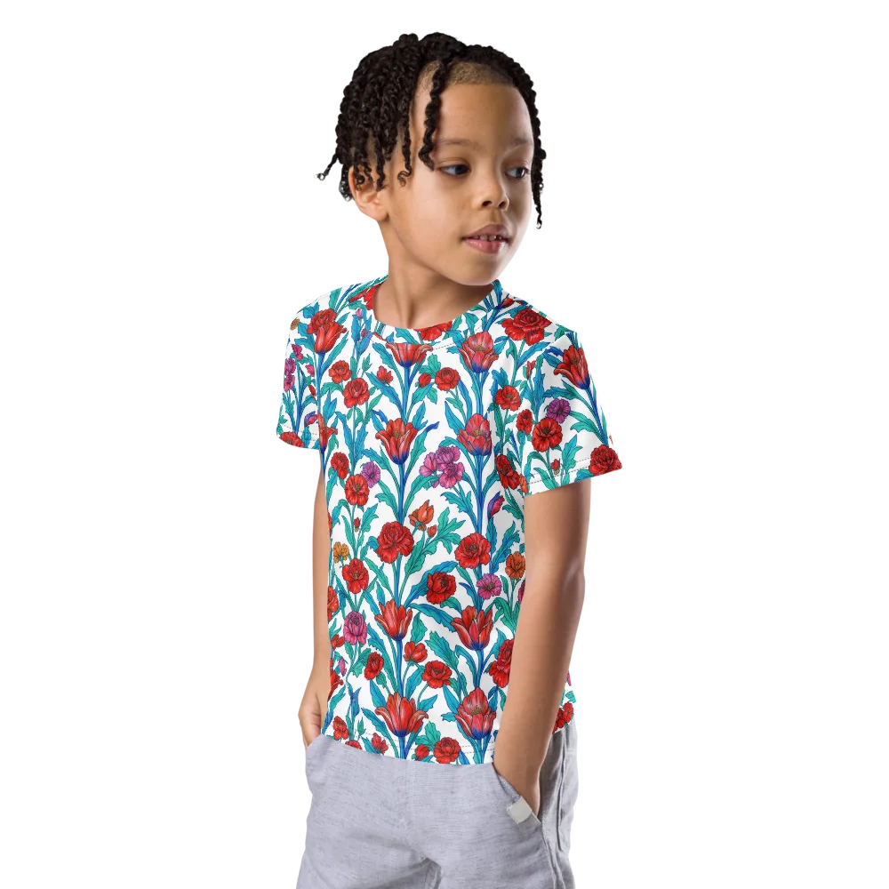 Scarlet Garden on Kids Crew Neck T-Shirt — Left Front