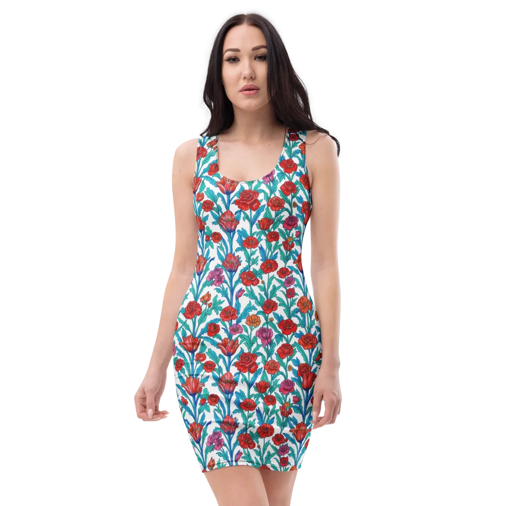 Scarlet Garden on Bodycon Dress — Front