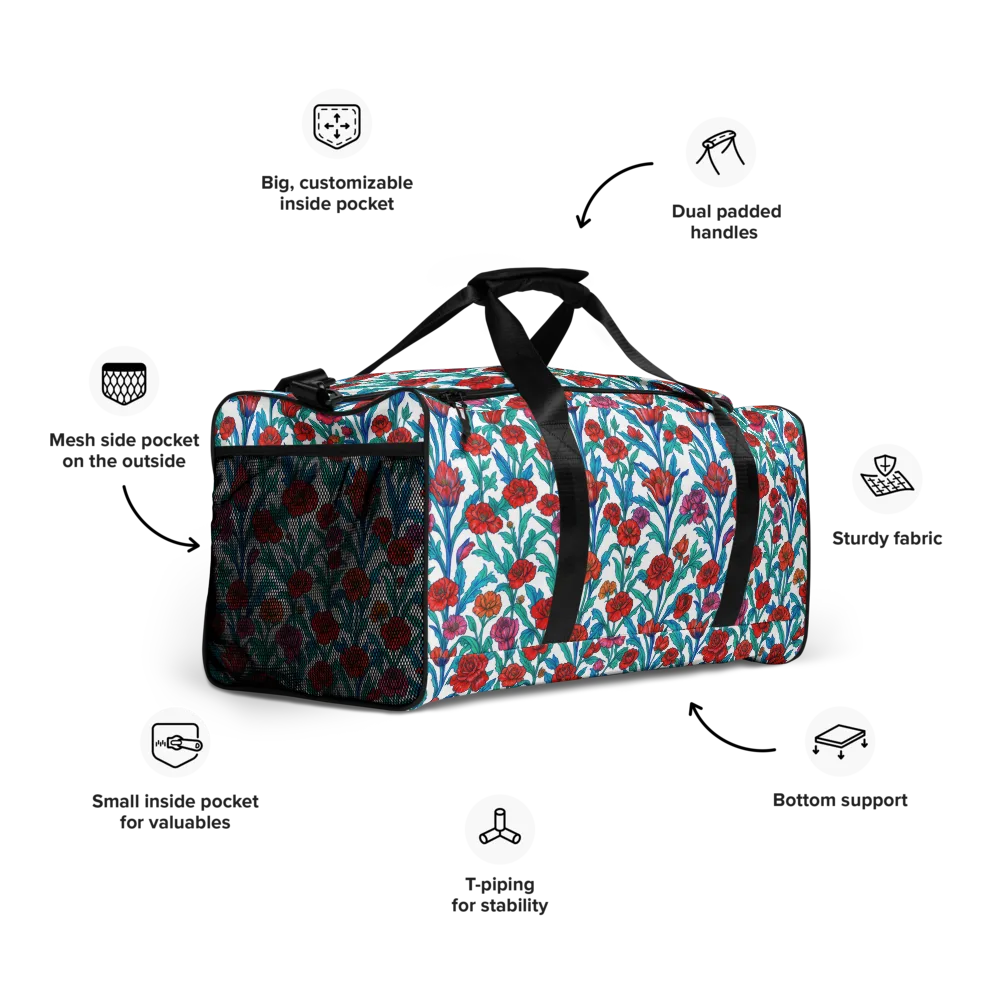 Scarlet Garden on Duffle Bag — Right Front