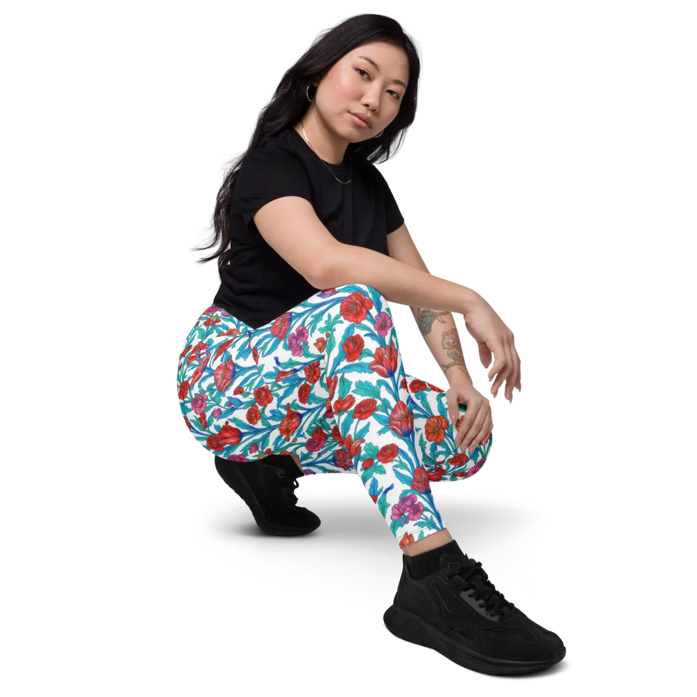 Scarlet Garden on Leggings with Pockets — Right Front