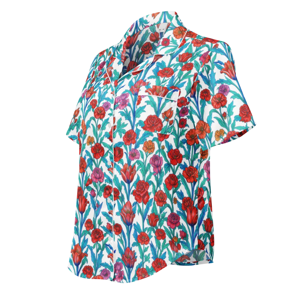 Scarlet Garden on Women's Short Sleeve Pajama Top — Left Front