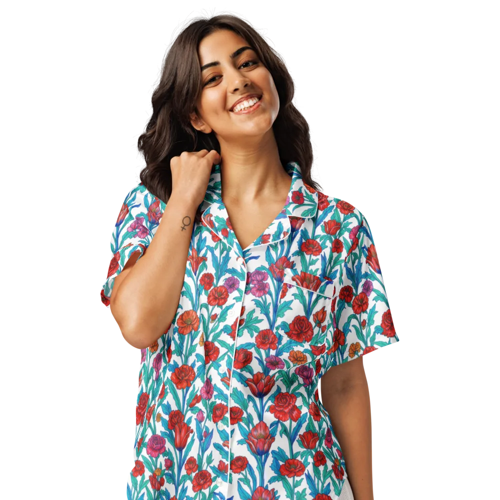 Scarlet Garden on Women's Short Sleeve Pajama Top — Front