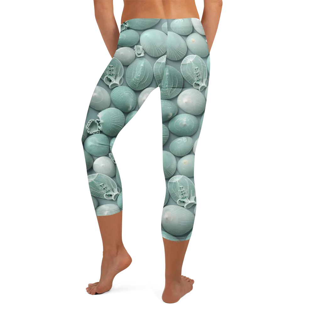 Minted Seashells on Capri Leggings — Back