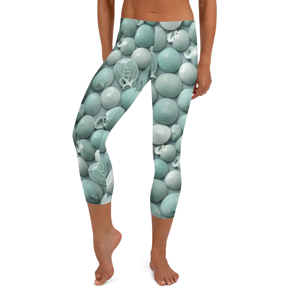 Minted Seashells on Capri Leggings — Front
