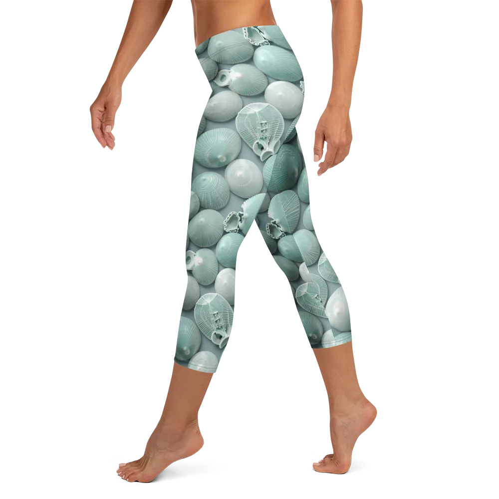 Minted Seashells on Capri Leggings — Left