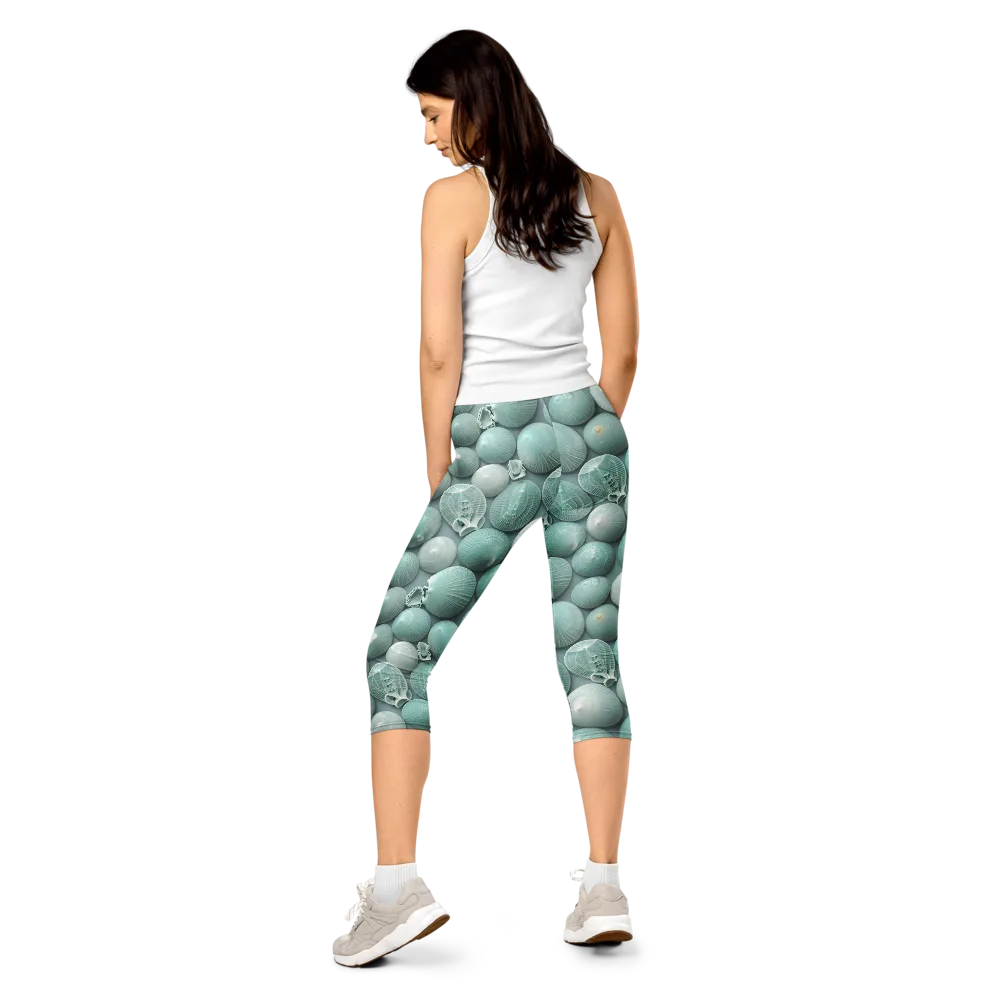 Minted Seashells on Capri Leggings — Back