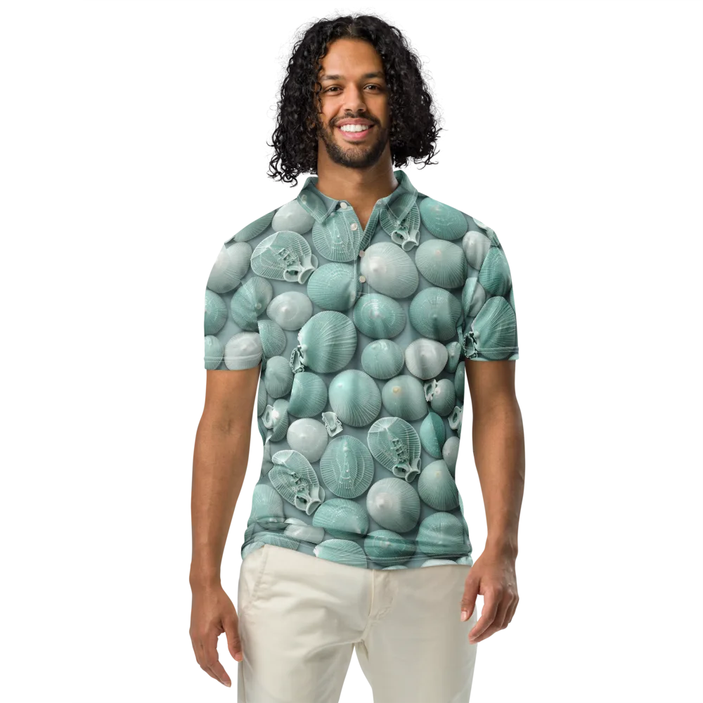 Minted Seashells on Men's Slim Fit Polo Shirt — Front