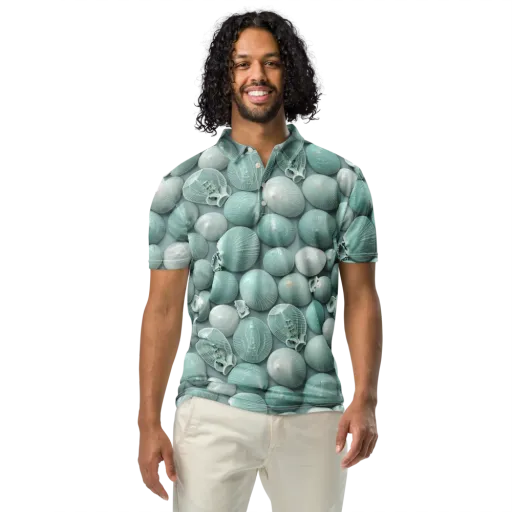 Minted Seashells on a Men's Slim Fit Polo Shirt