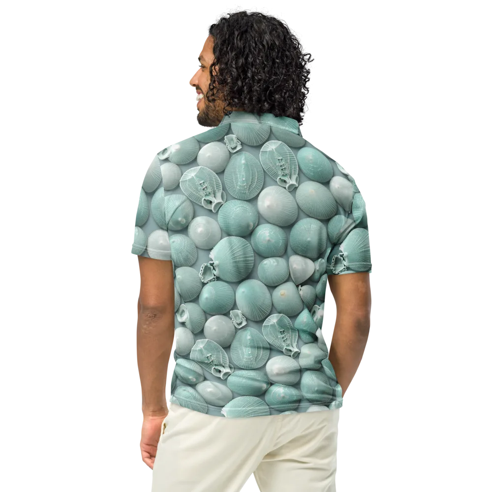 Minted Seashells on Men's Slim Fit Polo Shirt — Back