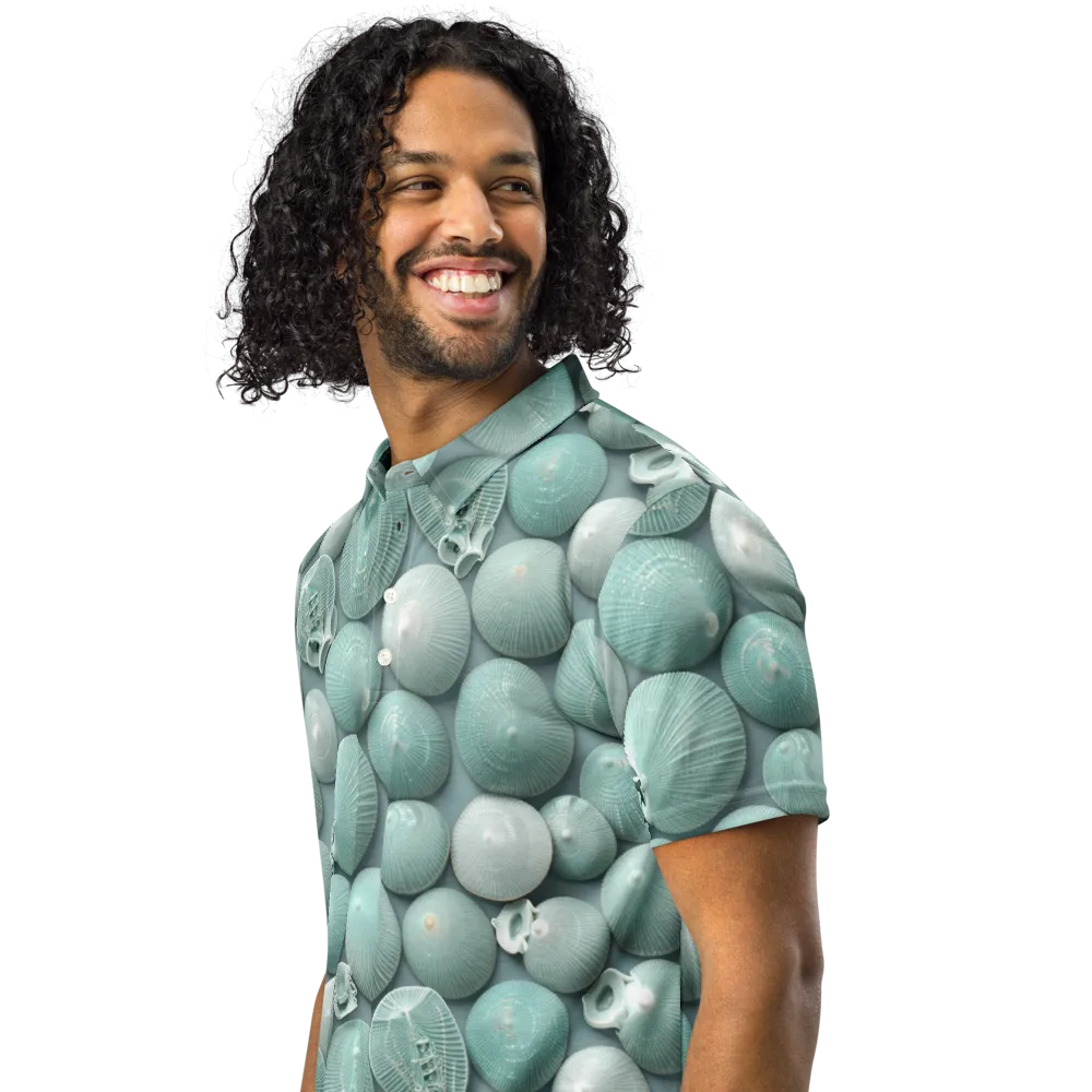 Minted Seashells on Men's Slim Fit Polo Shirt — Left Front