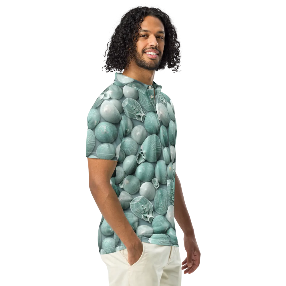 Minted Seashells on Men's Slim Fit Polo Shirt — Right Front