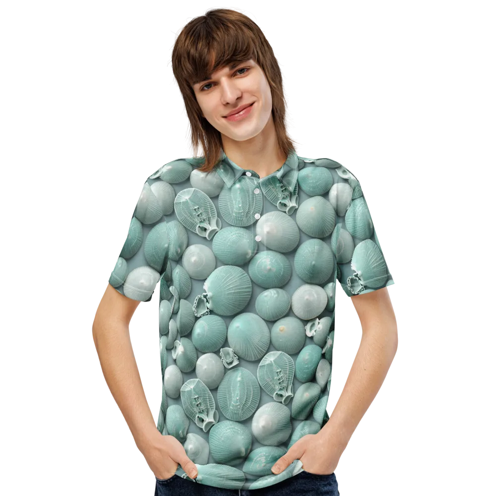 Minted Seashells on Men's Slim Fit Polo Shirt — Front
