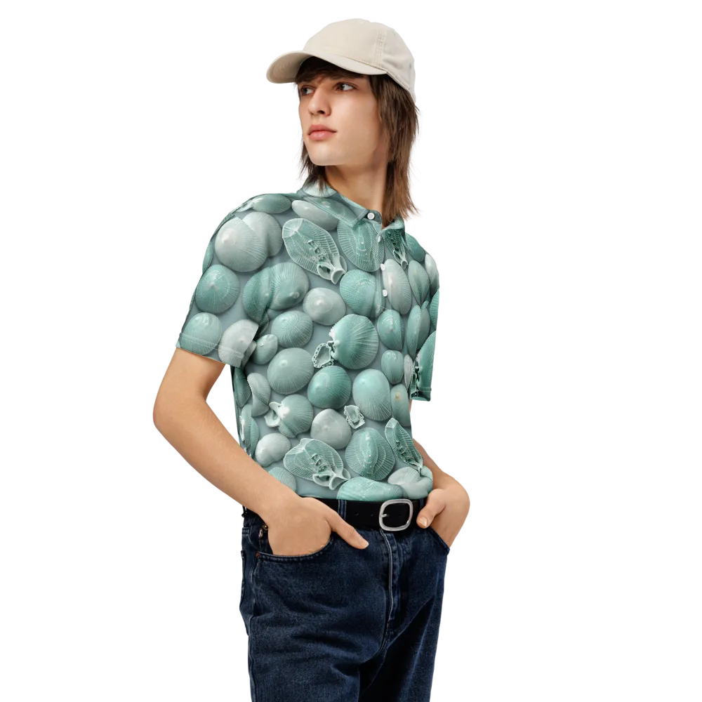 Minted Seashells on Men's Slim Fit Polo Shirt — Right Front
