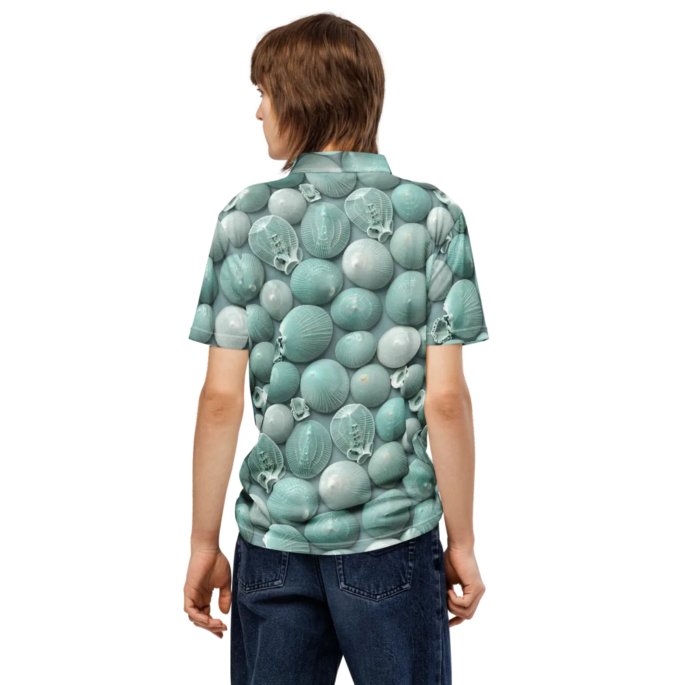 Minted Seashells on Men's Slim Fit Polo Shirt — Back