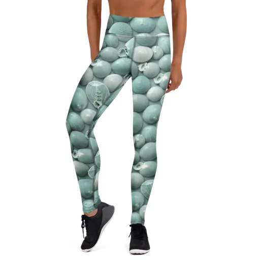 Minted Seashells on a Yoga Leggings