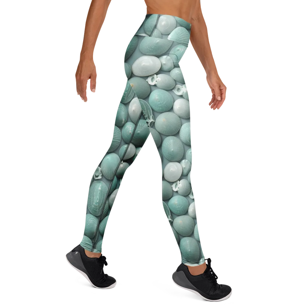 Minted Seashells on Yoga Leggings — Right