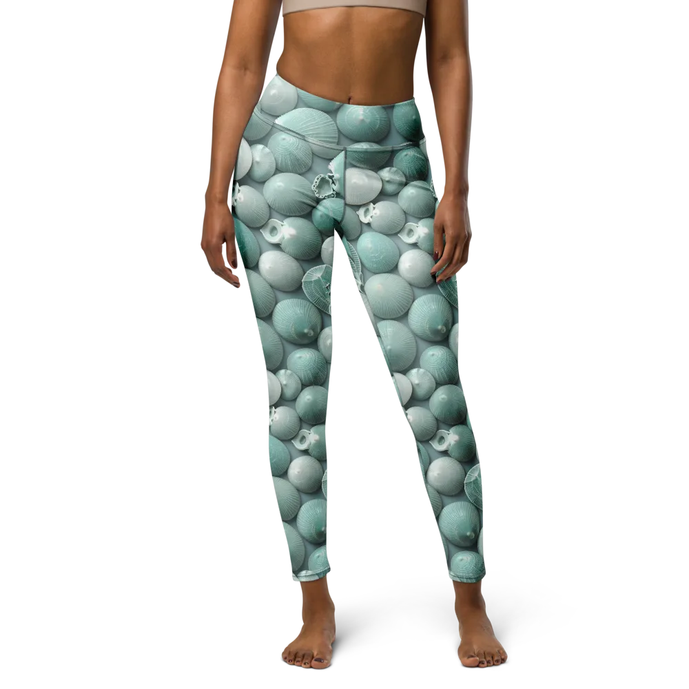 Minted Seashells on Yoga Leggings — Front