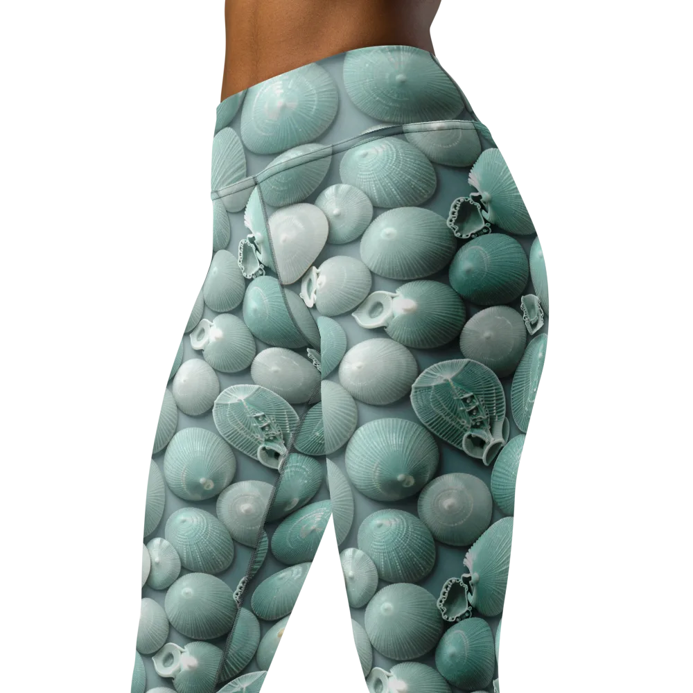 Minted Seashells on Yoga Leggings — Left Front