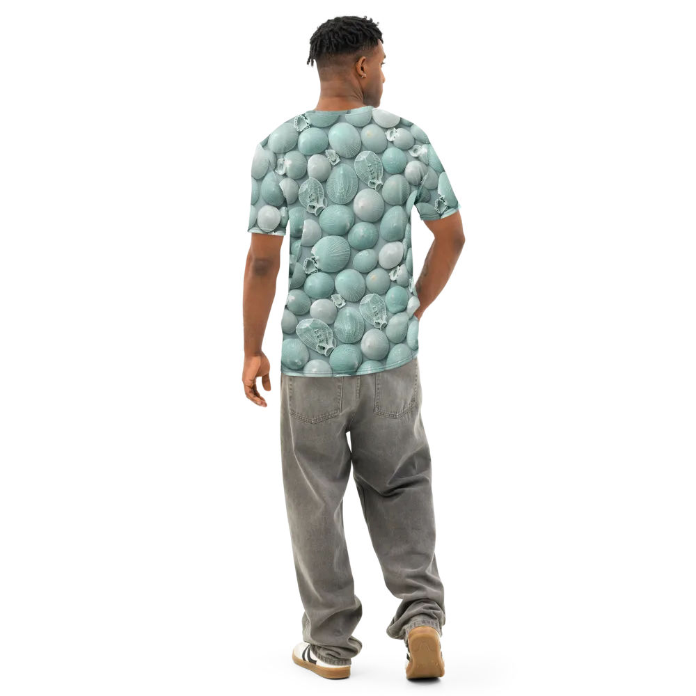 Minted Seashells on Men's Cotton Crew Neck T-Shirt — Back