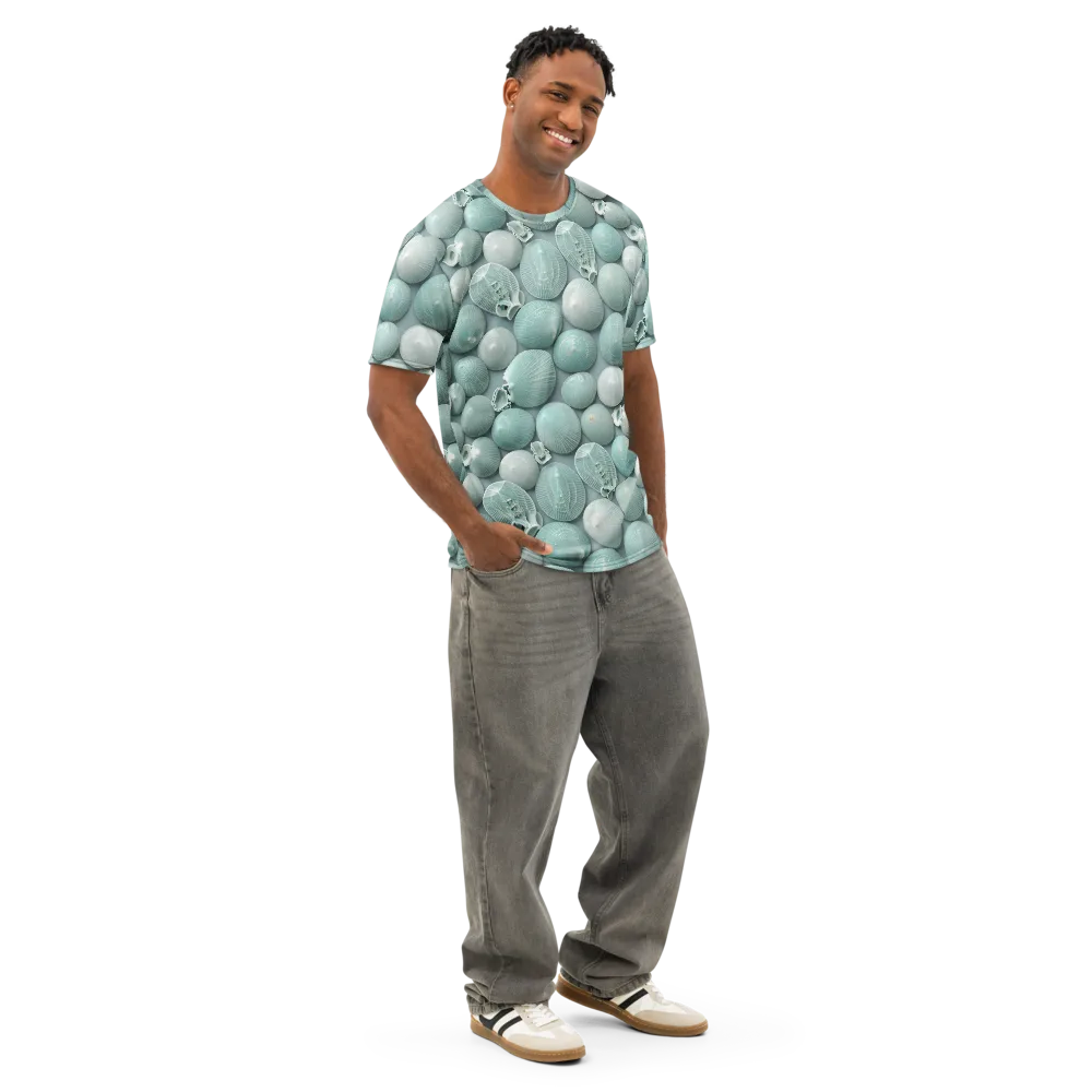Minted Seashells on Men's Cotton Crew Neck T-Shirt — Right Front
