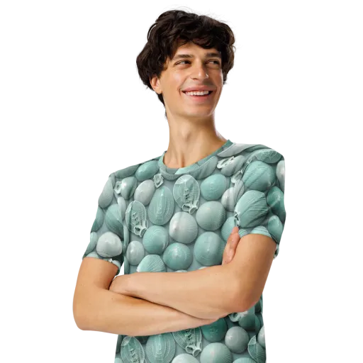 Minted Seashells on a Men's Crew Neck T-Shirt