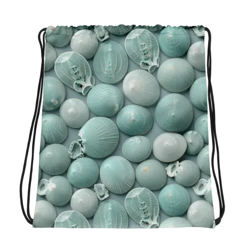 Minted Seashells on a Drawstring Bag