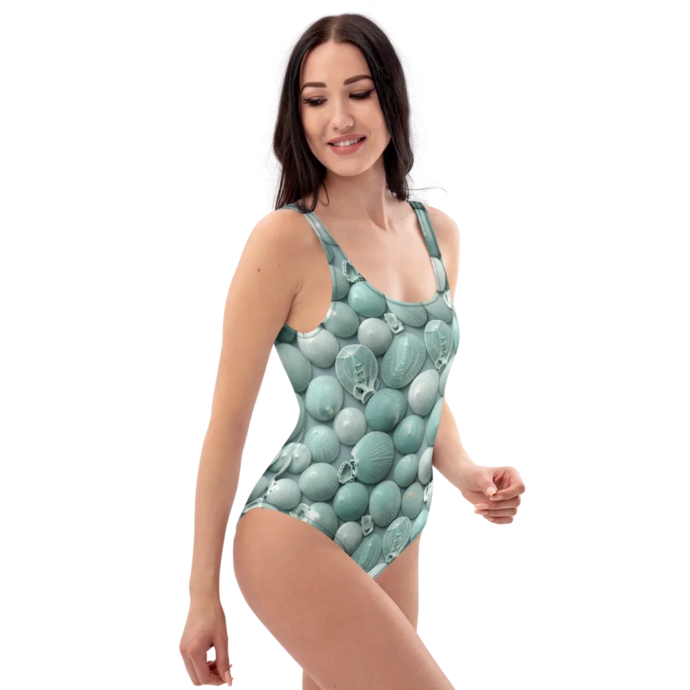 Minted Seashells on One-Piece Swimsuit — Right