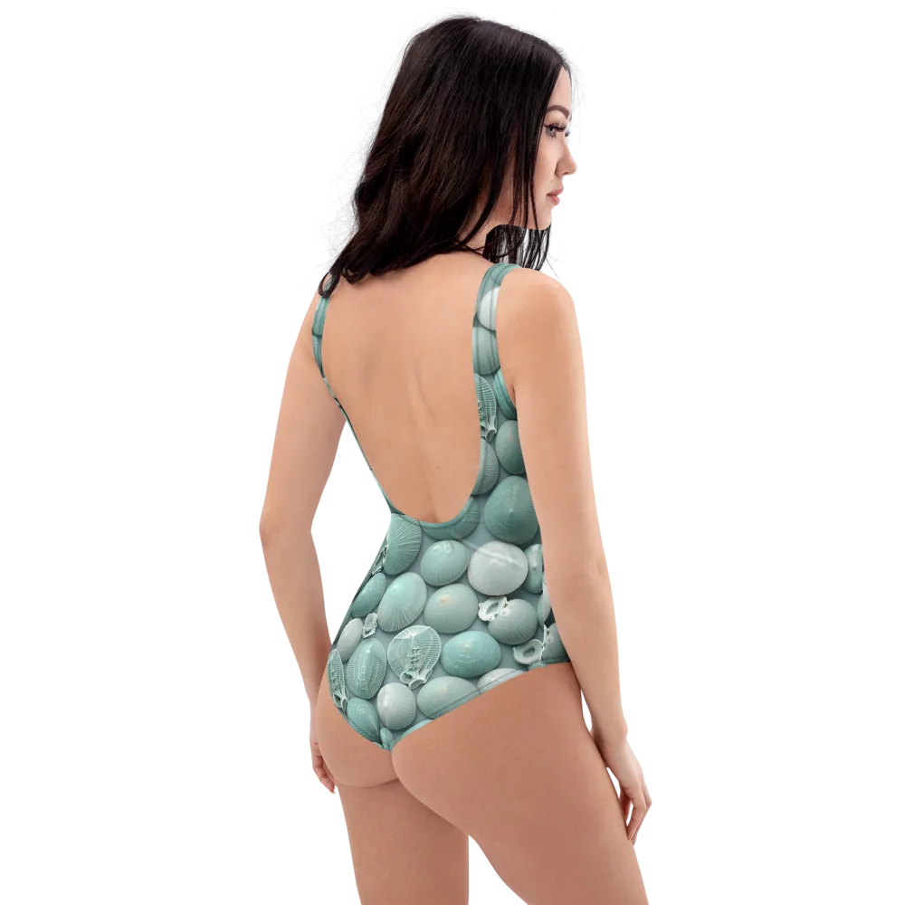 Minted Seashells on One-Piece Swimsuit — Right Back