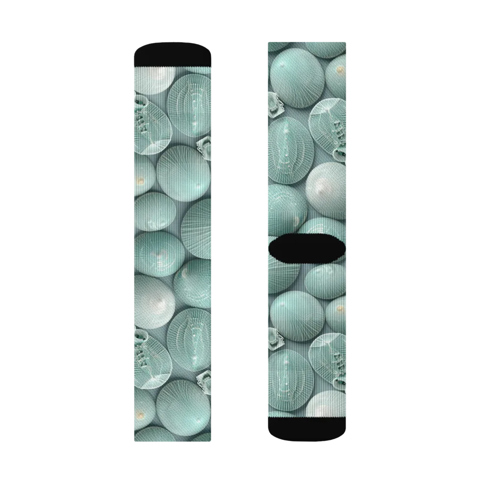 Minted Seashells on Socks — Left Sock
