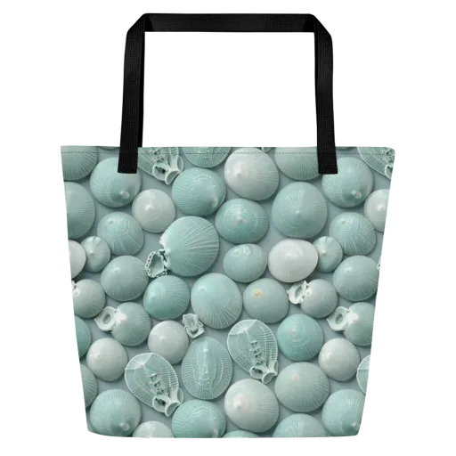 Minted Seashells on a Large Tote Bag W/ Pocket