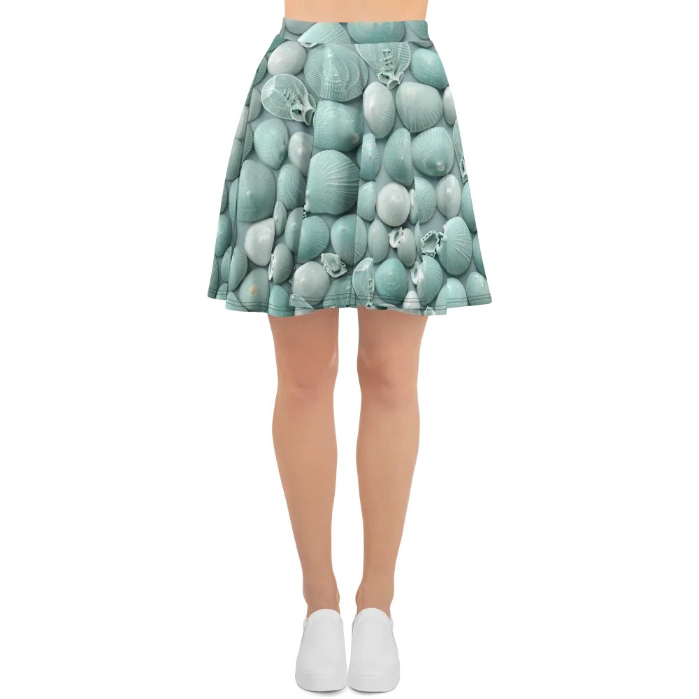 Minted Seashells on Skater Skirt — Front