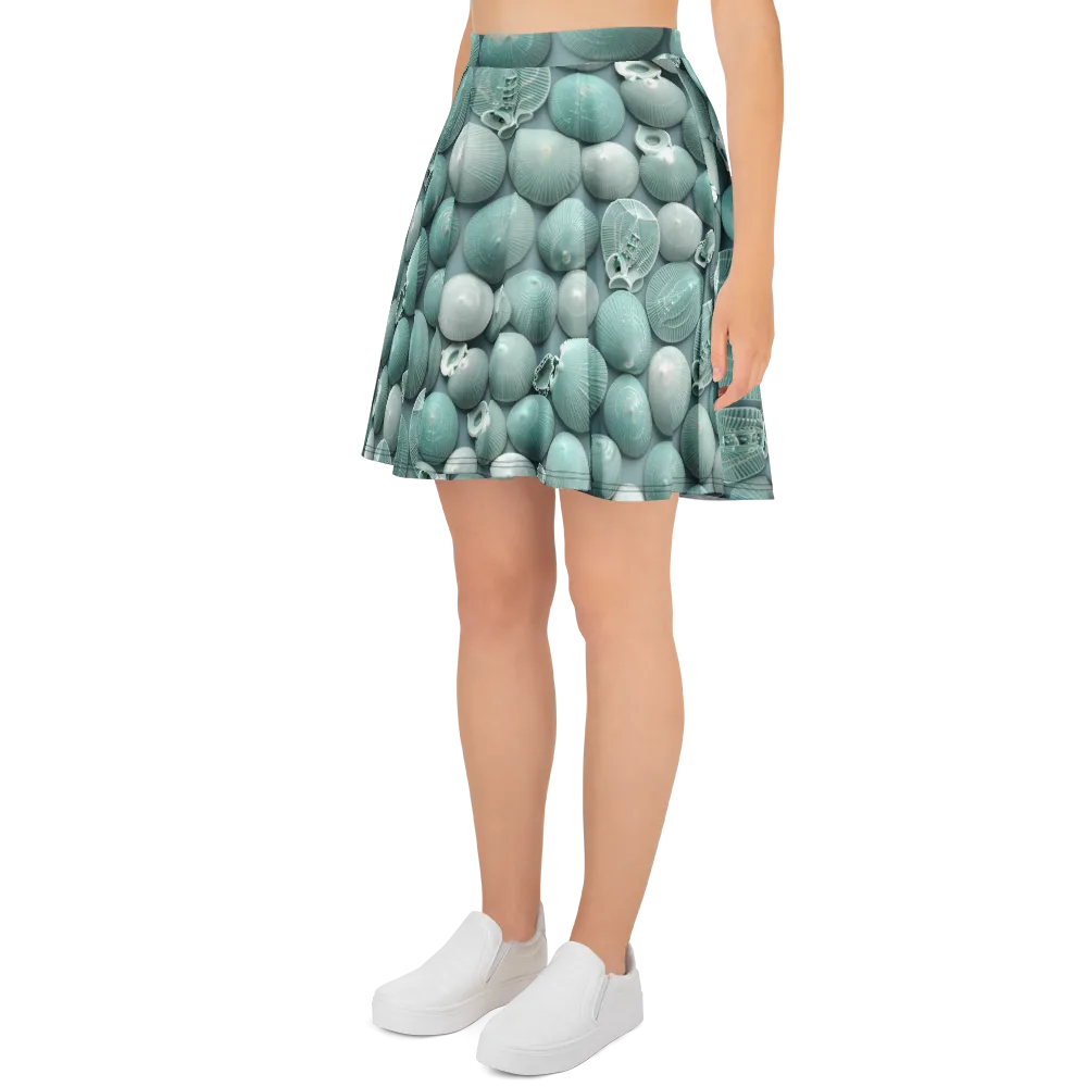 Minted Seashells on Skater Skirt — Left
