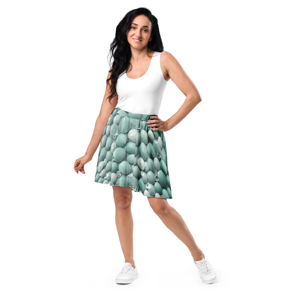 Minted Seashells on Skater Skirt — Front
