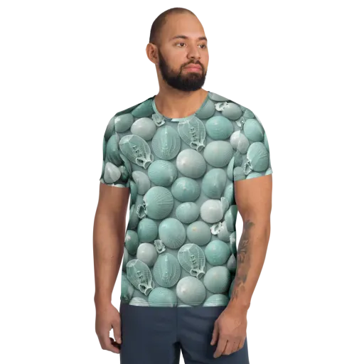Minted Seashells on a Men's Athletic T-Shirt