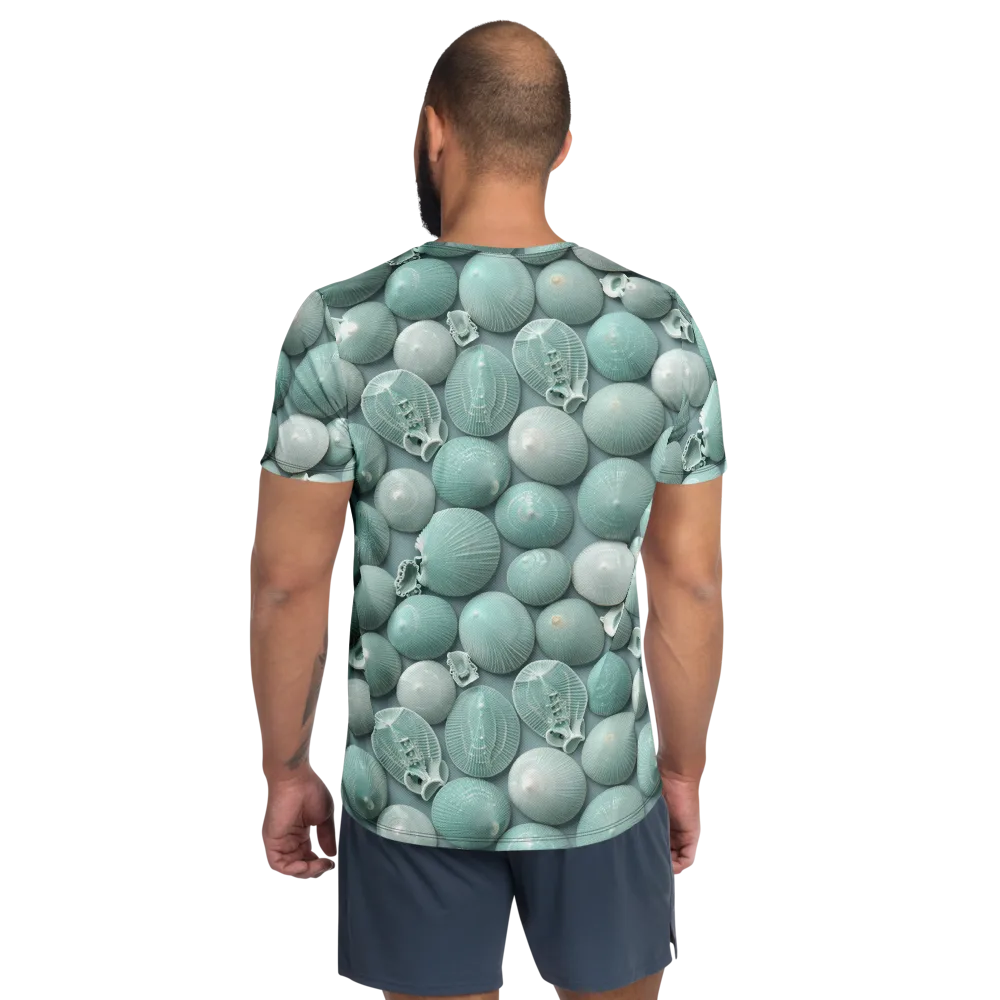 Minted Seashells on Men's Athletic T-Shirt — Back