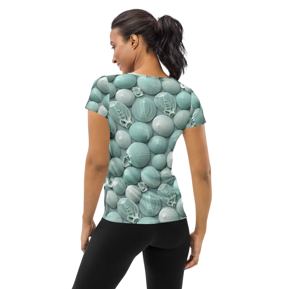 Minted Seashells on Women's Athletic T-Shirt — Back