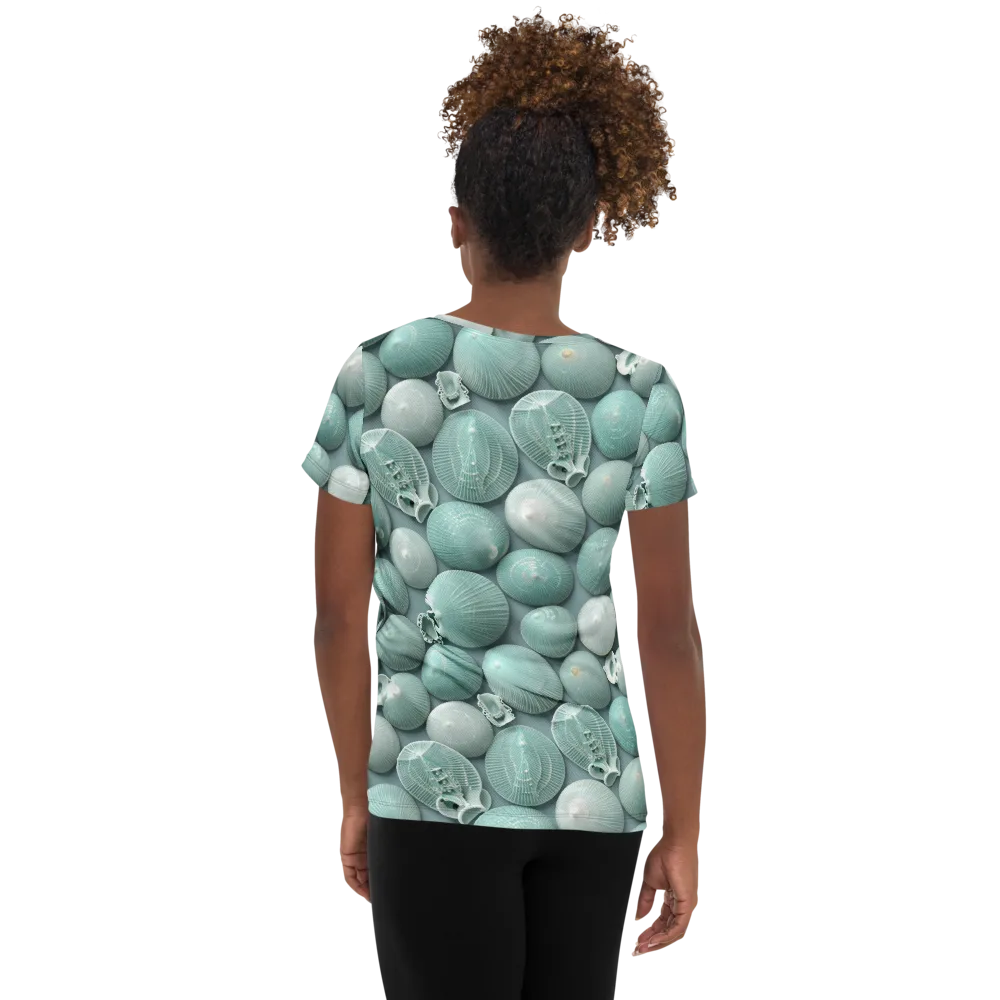 Minted Seashells on Women's Athletic T-Shirt — Back