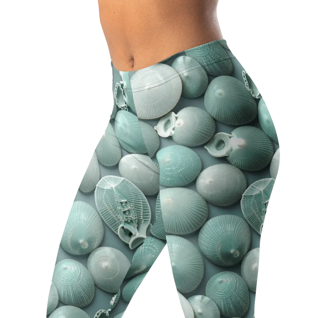 Minted Seashells on Leggings — Left Front
