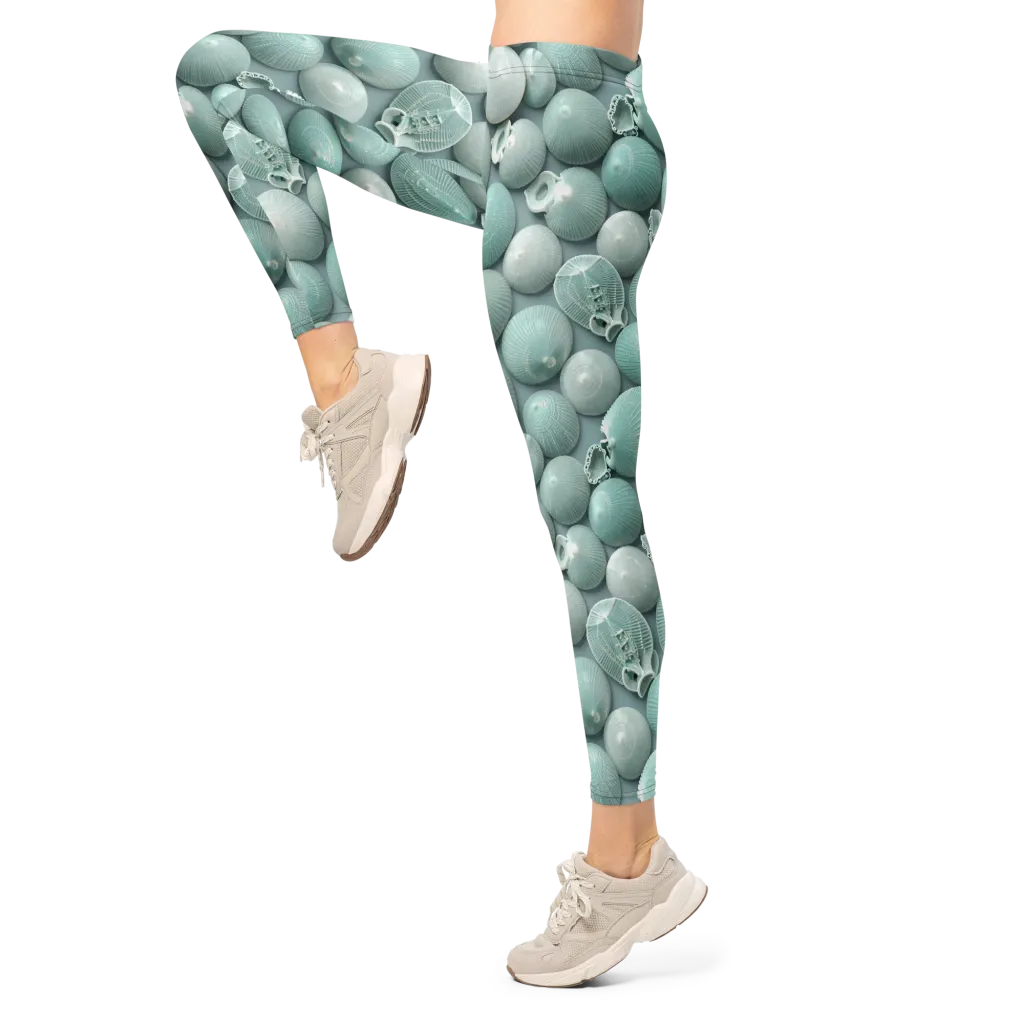 Minted Seashells on Leggings — Left