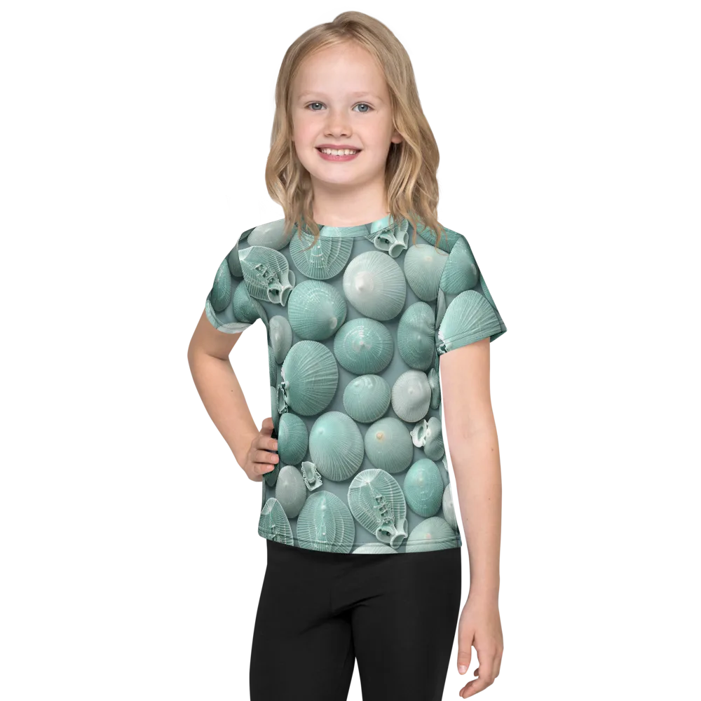 Minted Seashells on Kids Crew Neck T-Shirt — Front