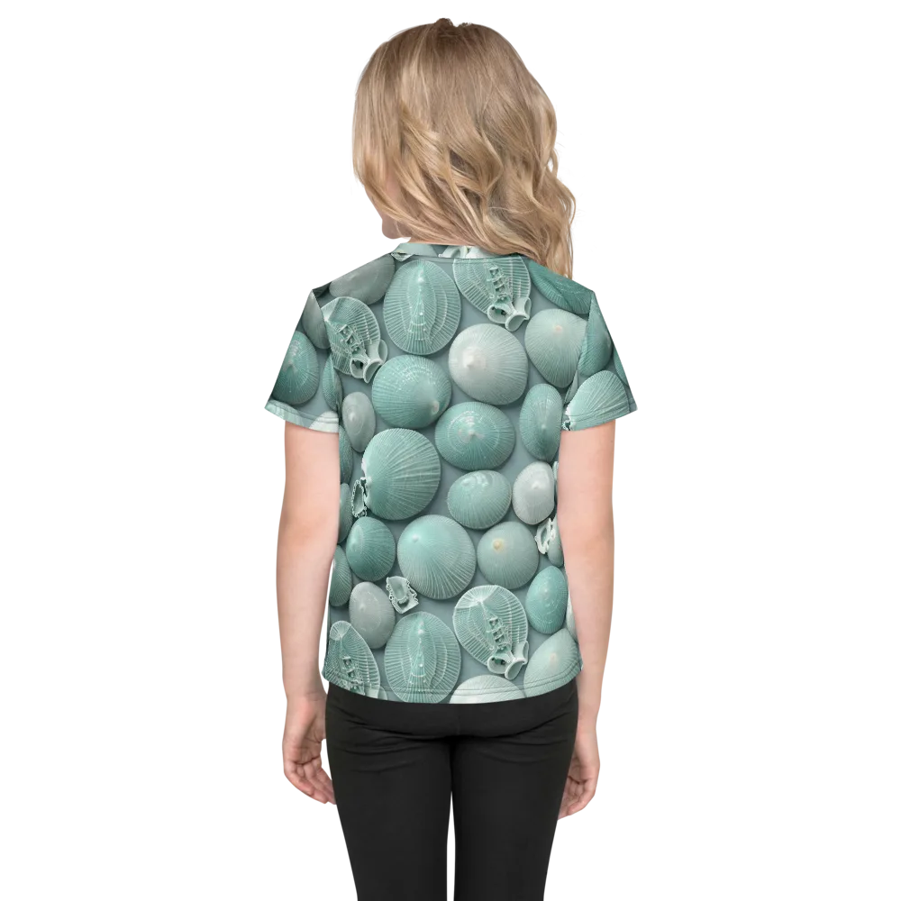 Minted Seashells on Kids Crew Neck T-Shirt — Back