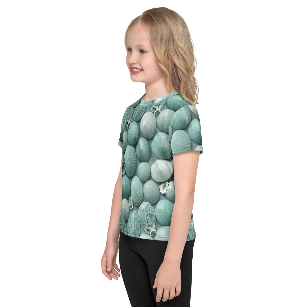 Minted Seashells on Kids Crew Neck T-Shirt — Left
