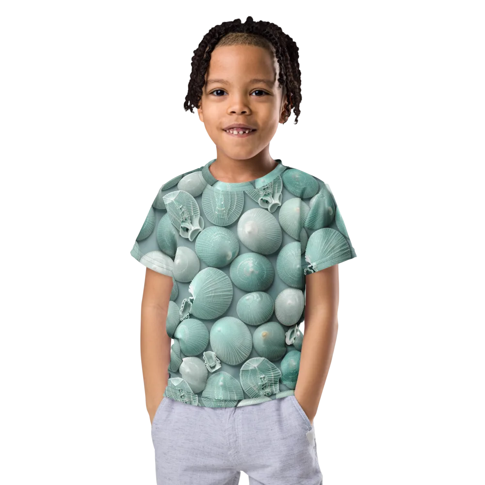 Minted Seashells on Kids Crew Neck T-Shirt — Front