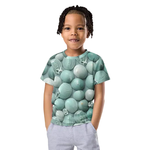 Minted Seashells on a Kids Crew Neck T-Shirt