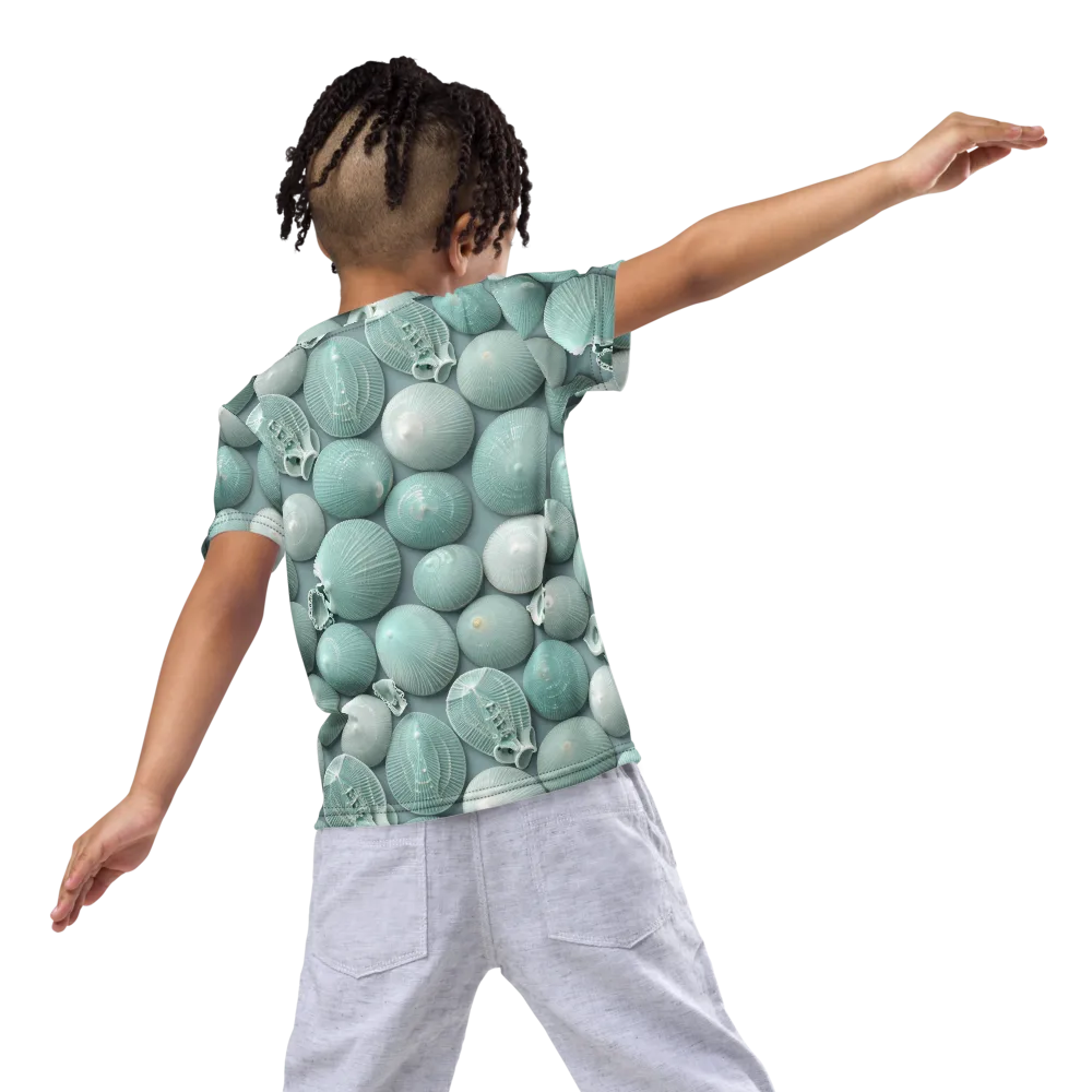 Minted Seashells on Kids Crew Neck T-Shirt — Back