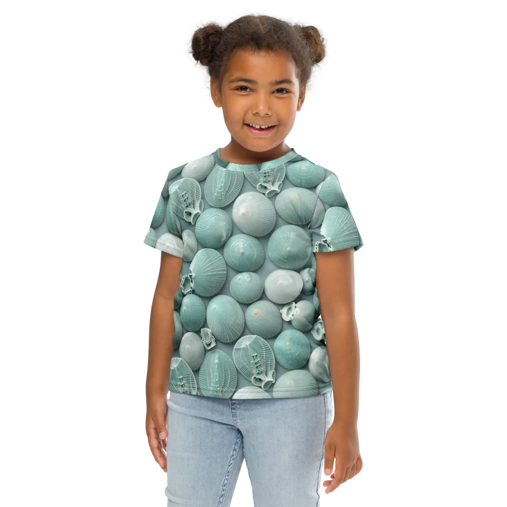 Minted Seashells on Kids Crew Neck T-Shirt — Front
