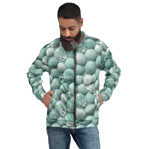 Minted Seashells on a Bomber Jacket