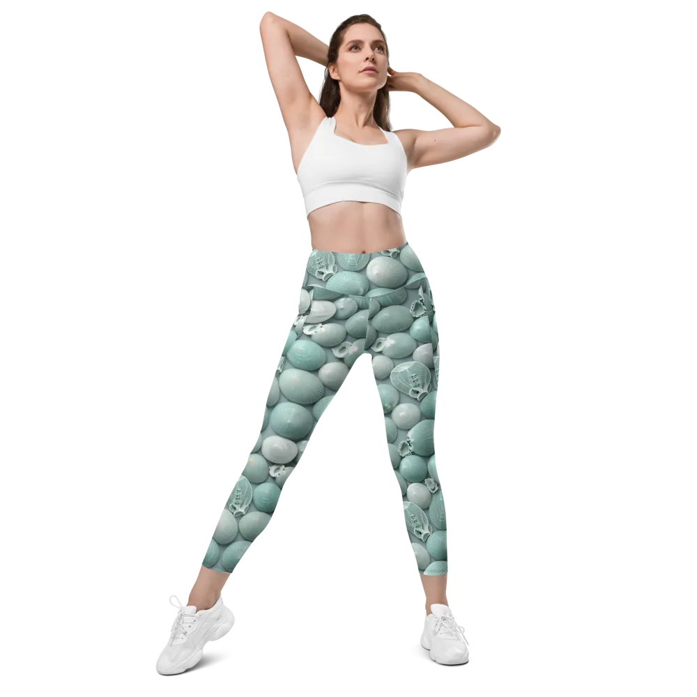 Minted Seashells on Leggings with Pockets — Front
