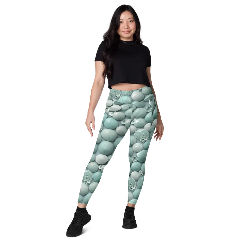 Minted Seashells on Leggings with Pockets — Front